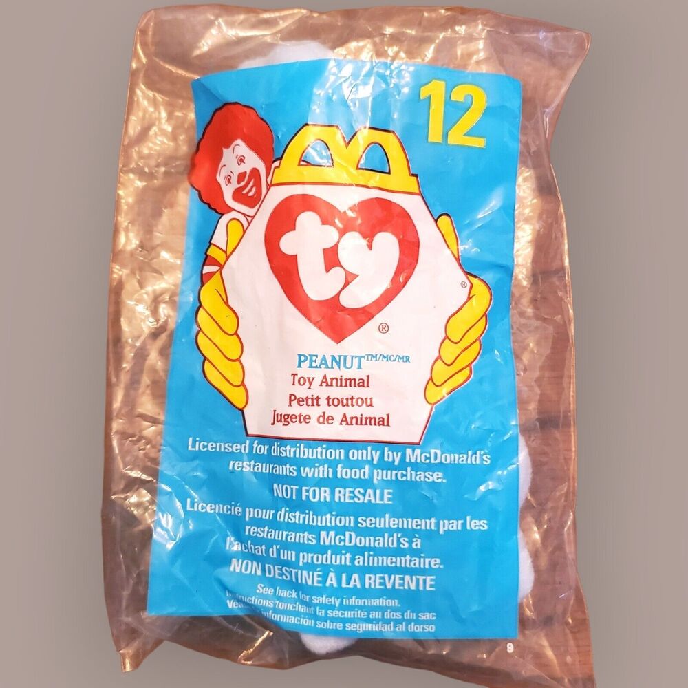 Ty Teenie Beanie Baby 1998 PEANUT ELEPHANT#12 McDonalds Happy Meal Toy Tag Error